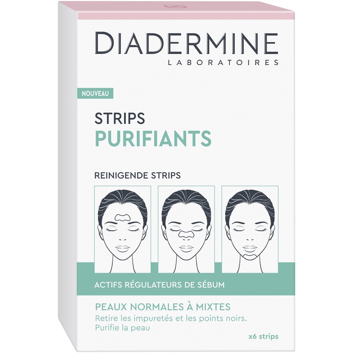 Patchs purifiants anti-points noirs – Front, nez & menton – Peaux mixtes – 6 unités