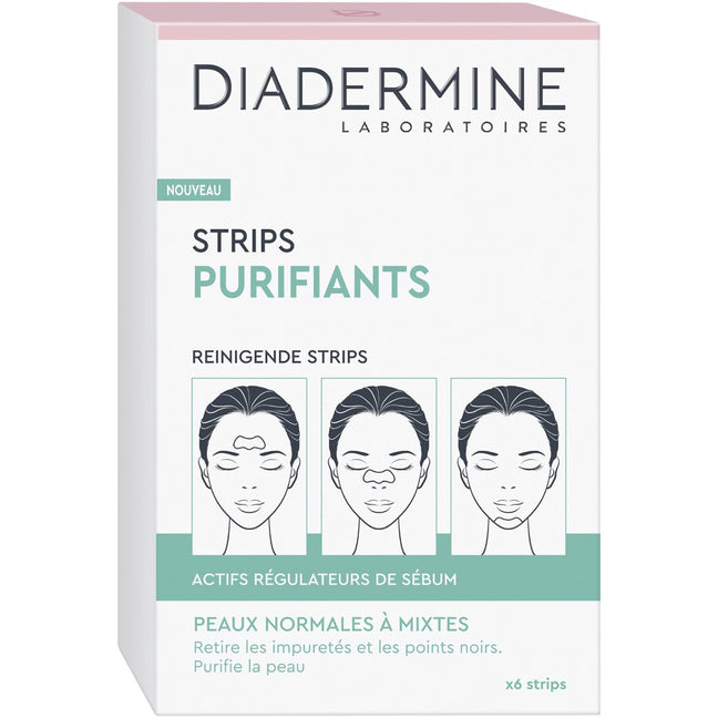 Patchs purifiants anti-points noirs – Front, nez & menton – Peaux mixtes – 6 unités