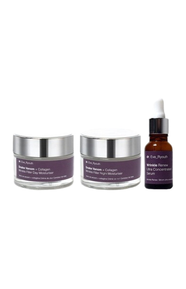 Rituel complet anti-rides - Venin de serpent, collagène & racine de konjac - Visage & yeux - 3 produits