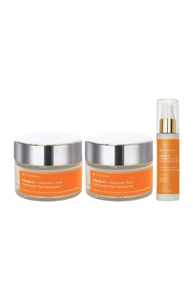Routine teint unifié et hydraté - Jour & nuit - Vitamine C & zacide hyaluronique - 3 produits