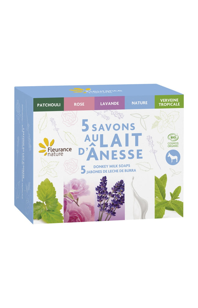 Coffret de savons solides bio - Lait d'ânesse - 5 x 100 g