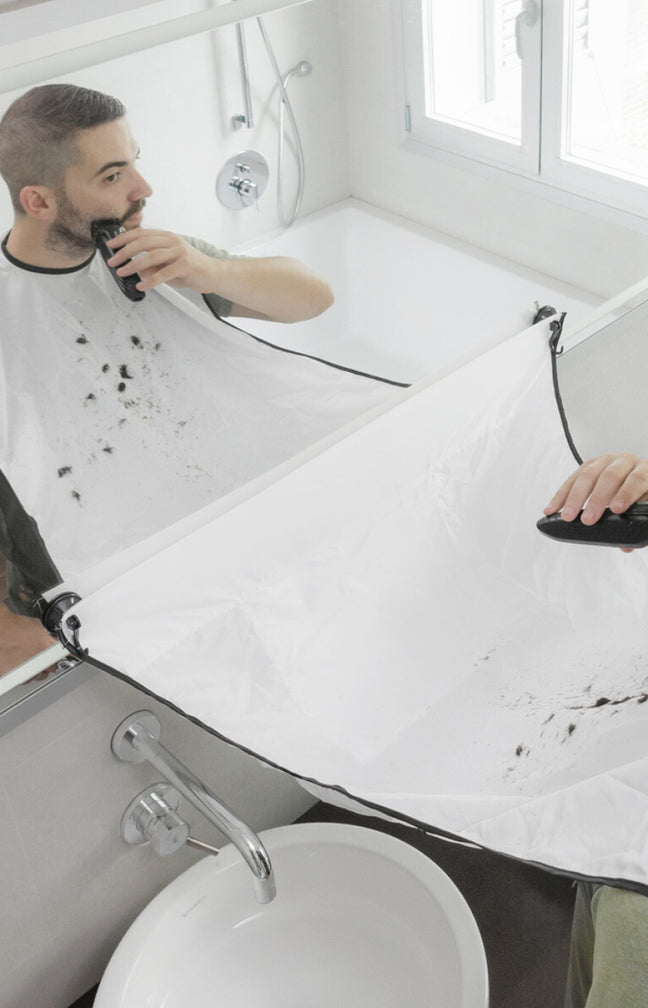 Tablier de rasage à ventouses - Barbe - Blanc & noir