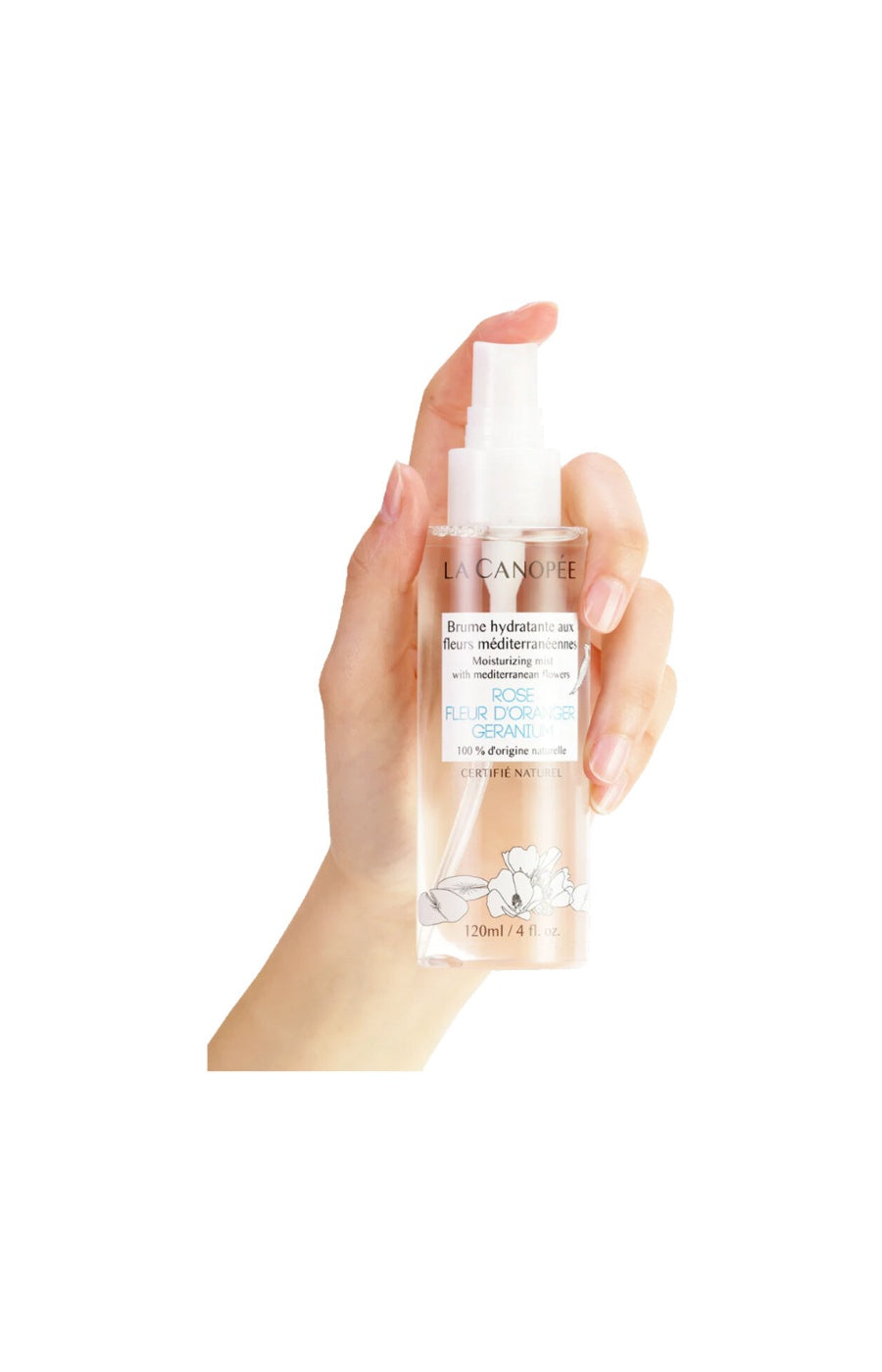 Brume hydratante - Rose, fleur d'oranger & géranium - Visage - 120 ml