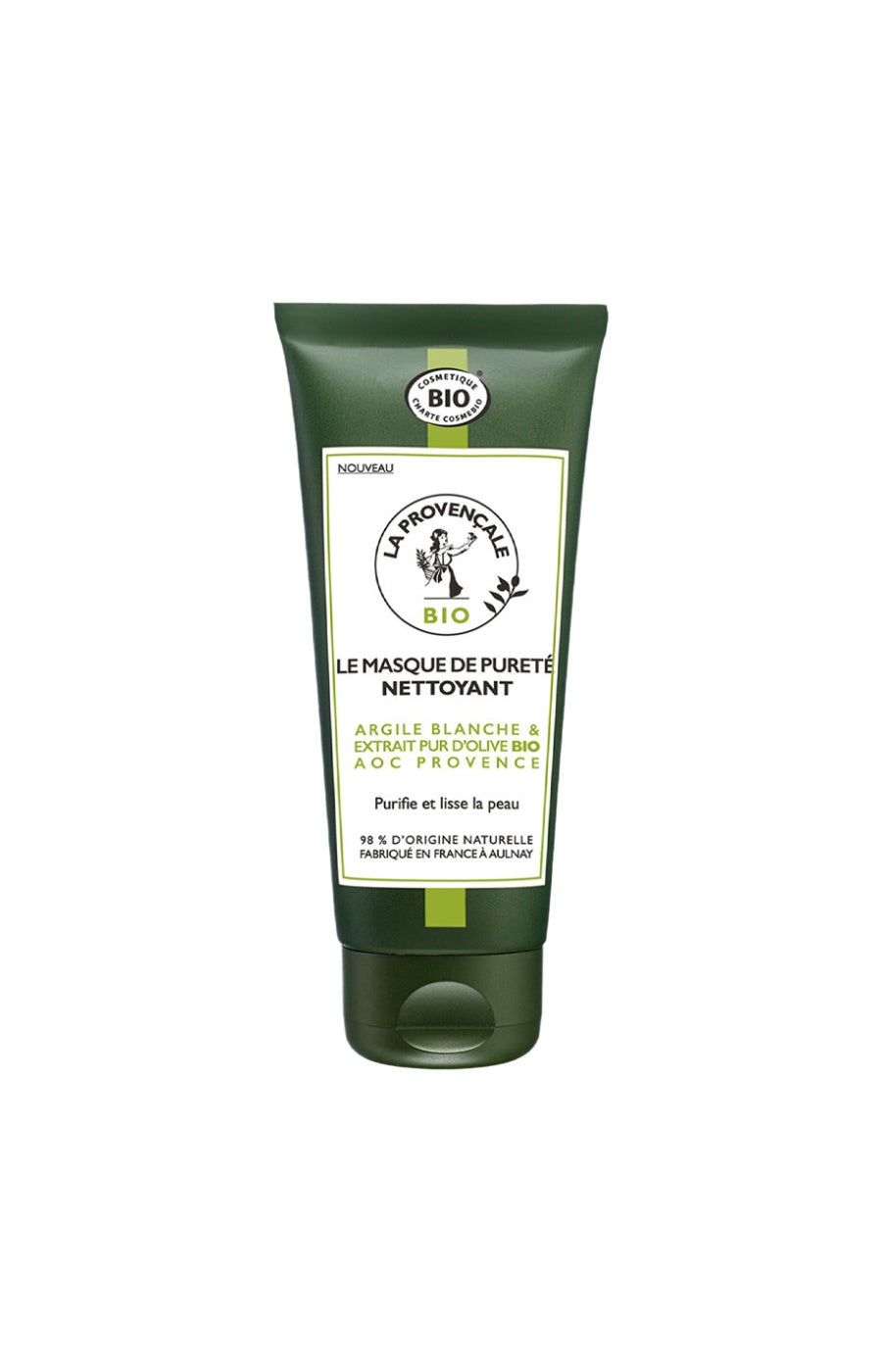 Masque purifiant bio - Argile blanche & huile d'olive - Visage - 100 ml