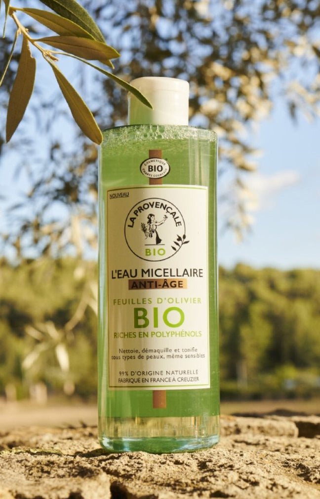 Eau micellaire purifiante anti-âge bio - Feuilles d'olivier - Visage