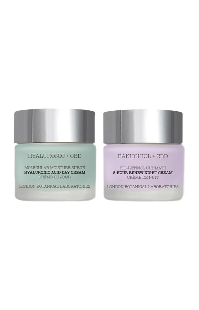 Crème de jour à l'acide hyaluronique & crème de nuit au bio rétinol & CBD - 2 x
