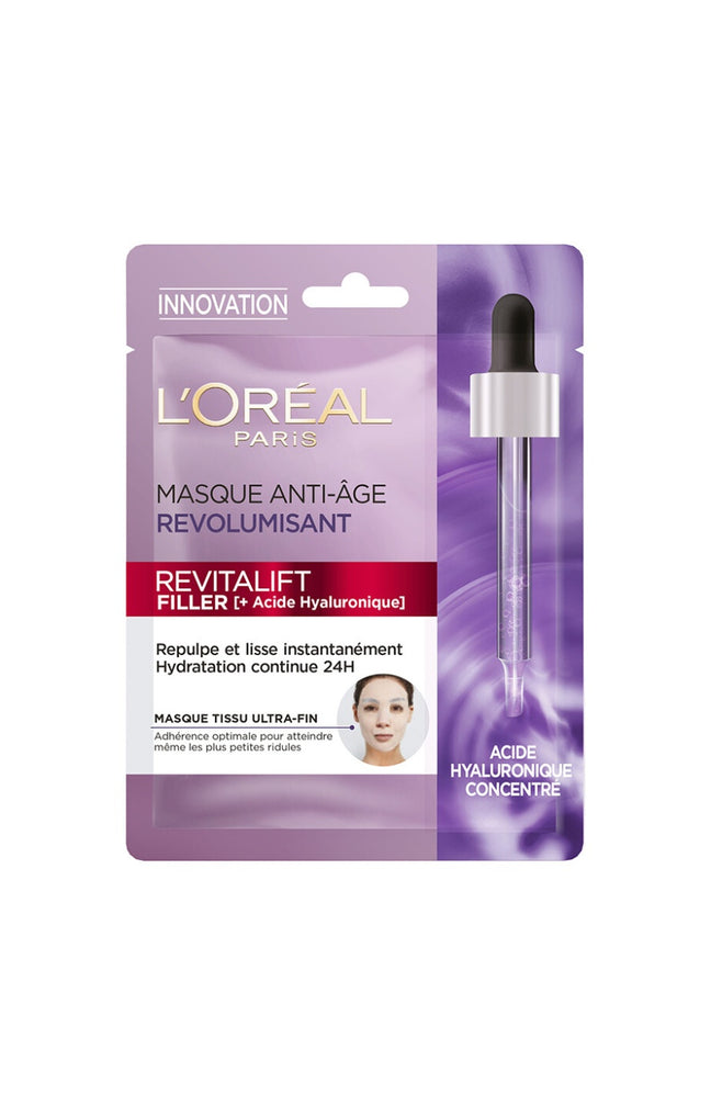 Masque en tissu revolumisant anti-rides - Acide hyaluronique - Revitalift Filler - Visage - 1 unité