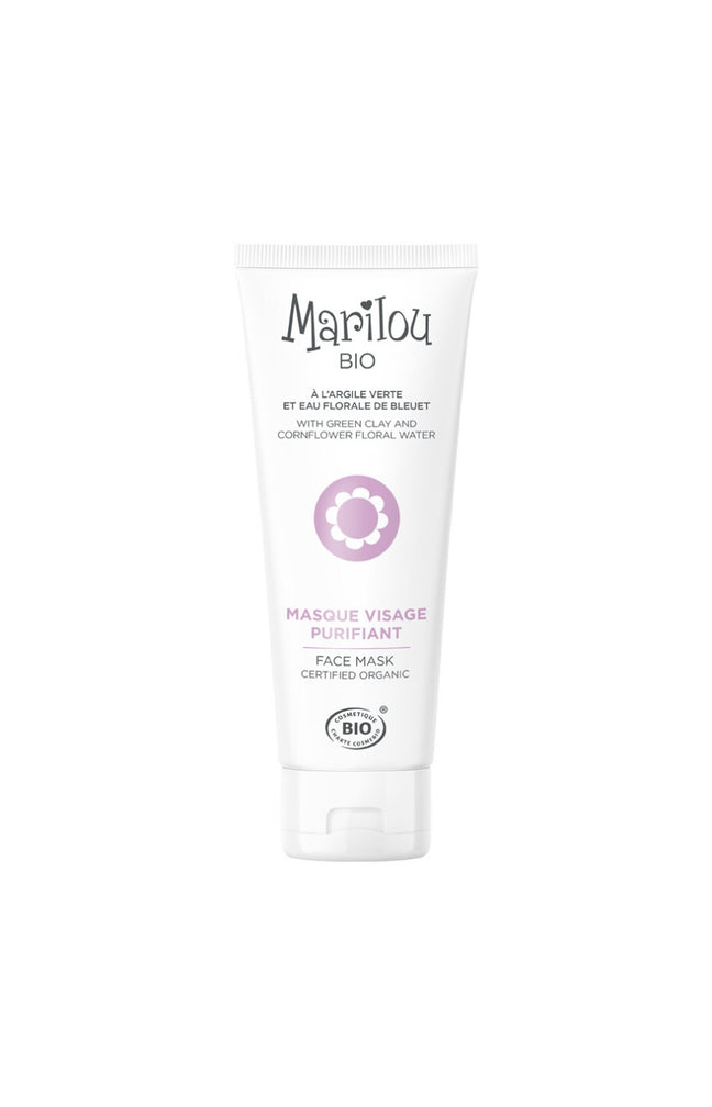 Masque purifiant bio - Argile verte & eau florale de bleuet - Visage - 75 ml