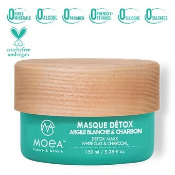 Masque détox - Argile blanche et charbon - Peaux mixtes à grasses