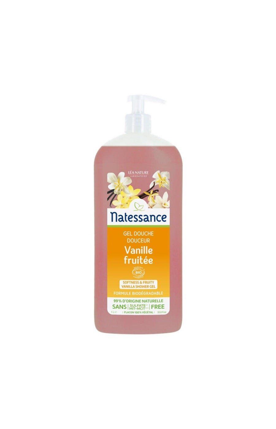 Gel douche douceur bio - Vanille fruitée - 1 L