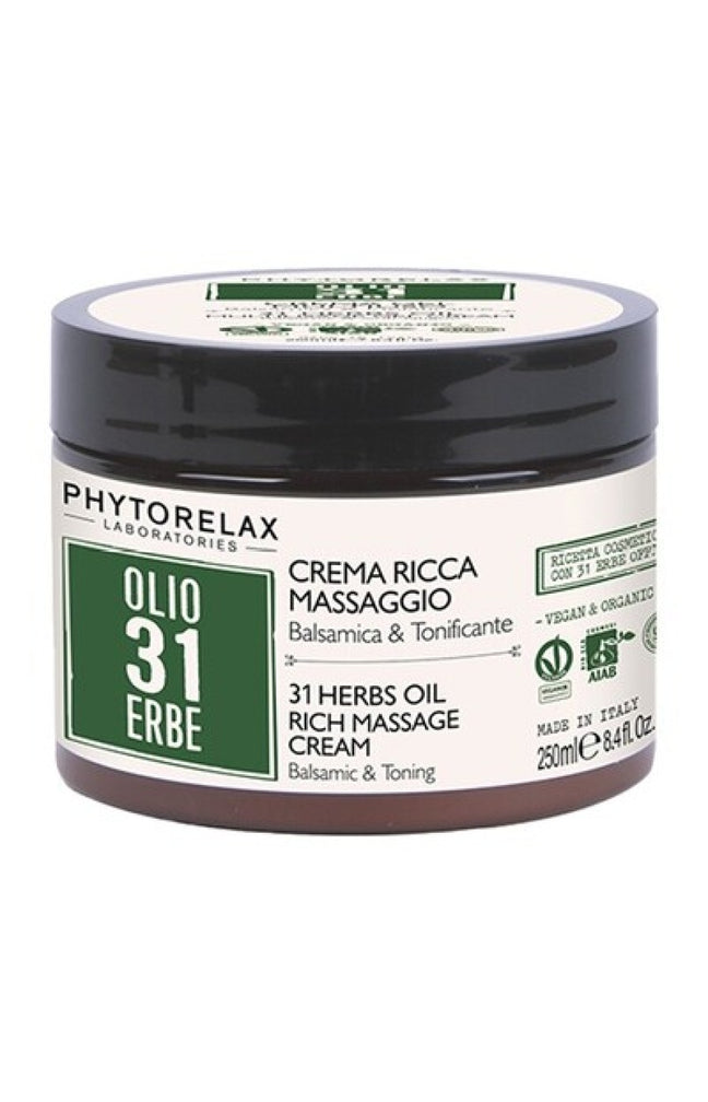 Crème de massage apaisante bio - Huile 31 herbes - Peaux sèches - Corps - 250 ml