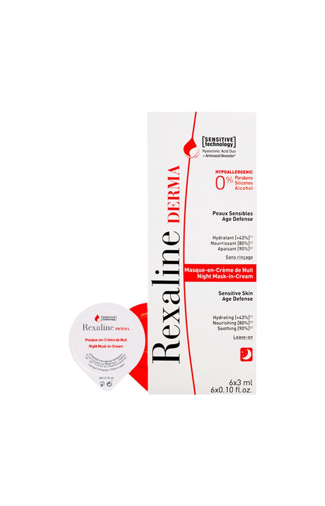Masque crème de nuit - Derma - Peaux sensibles - 6 x 3 ml