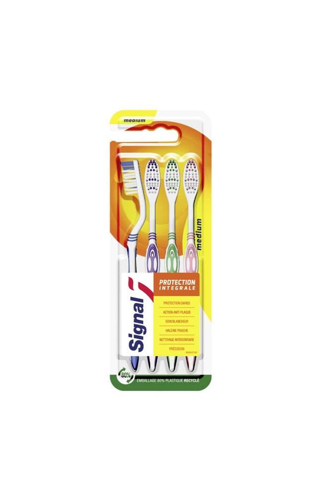 Lot de 4 brosses à dents - Protection intégrale - Médium
