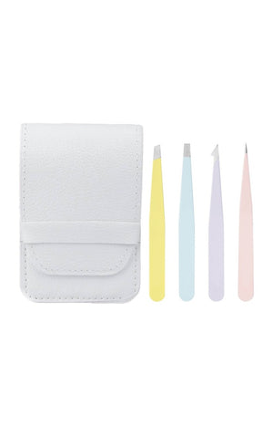 Lot de 4 pinces à épiler & trousse