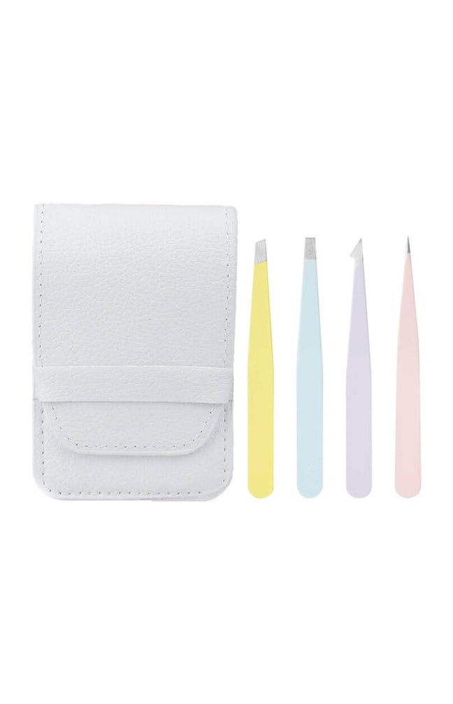 Lot de 4 pinces à épiler & trousse
