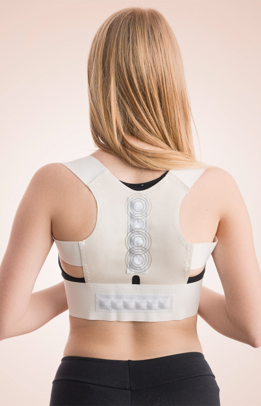 Correcteur de posture magnétique - Dos - Blanc & beige