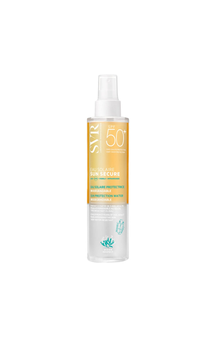 Eau solaire SPF 50+ - Sun Secure - Niacinamide & vitamine E - Visage & corps - 200 ml