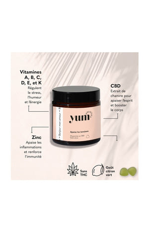 Gummies anti-stress CBD 10 mg - Bonjour mon amour - Citron vert - 3 mois
