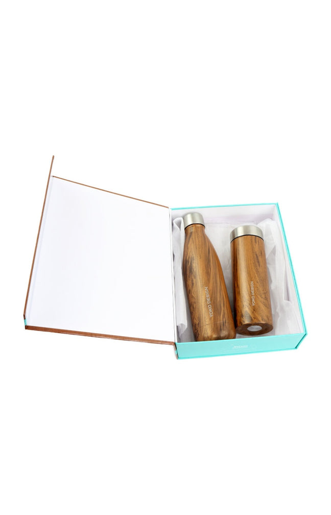 Coffret bouteille & théière - Bois