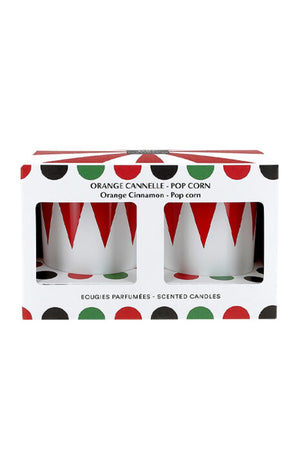 Coffret de 2 bougies parfumées - Biscuit épicé & Pop corn - 2 x 12h