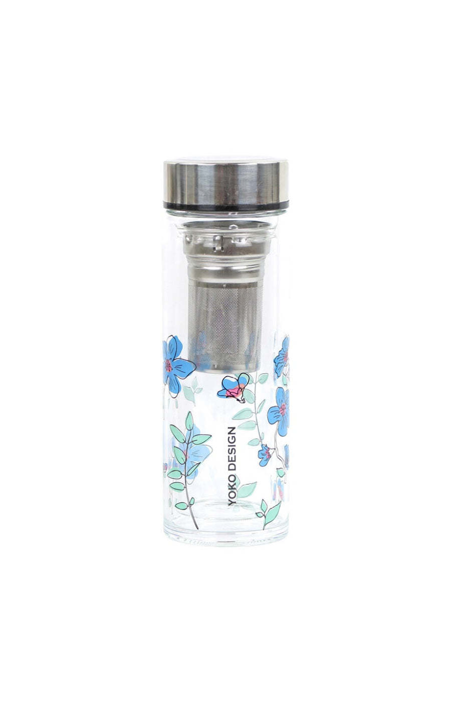 Théière en verre - Garden par'tea - Motifs fleurs bleues - 350 ml