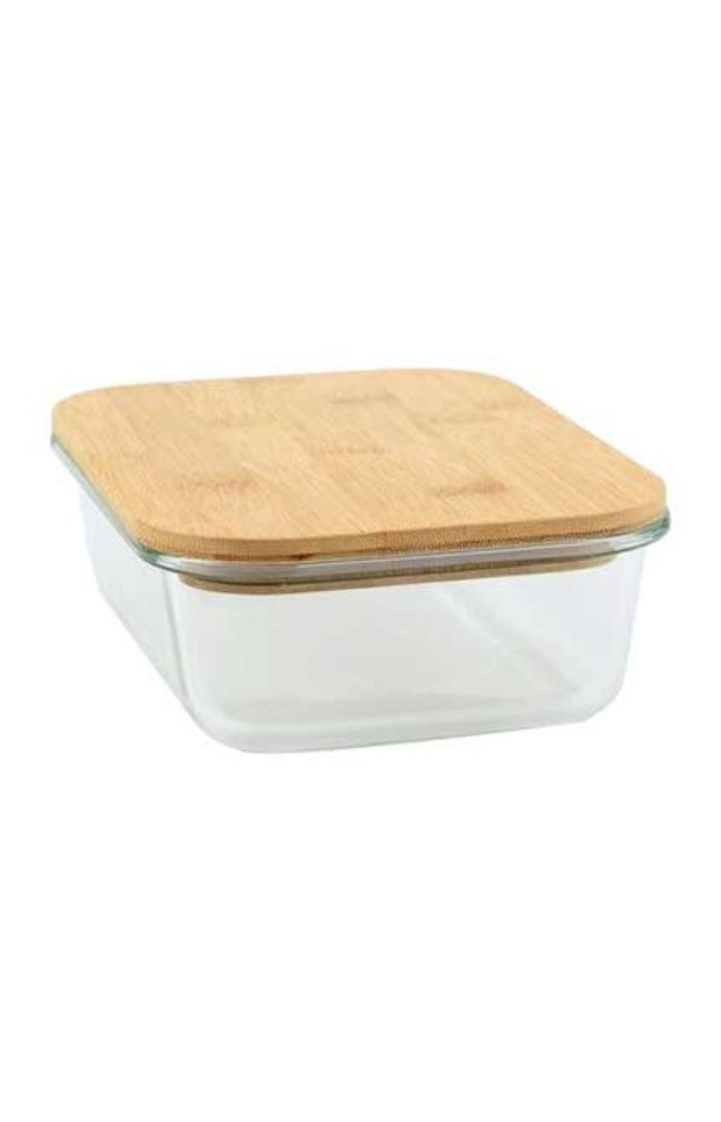 Plat en verre avec couvercle en bambou - 1 L