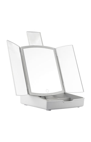 Miroir LED pliable avec compartiments - Blanc