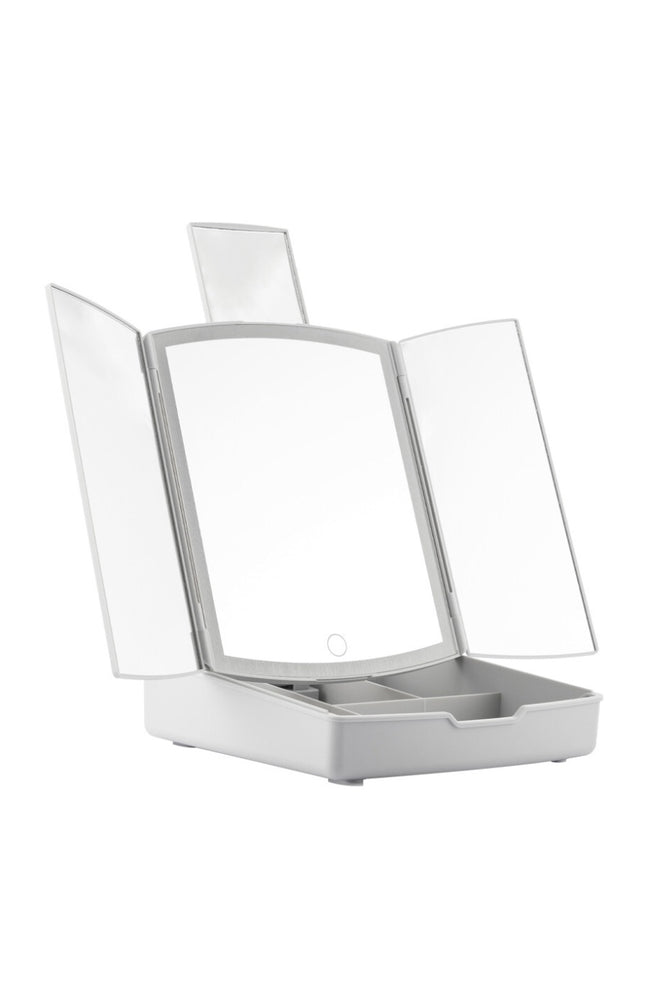 Miroir LED pliable avec compartiments - Blanc
