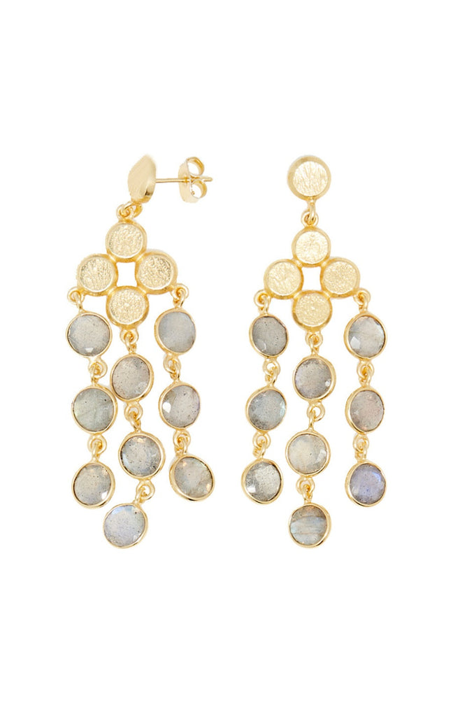 Boucles d'oreilles - Laiton doré & labradorite