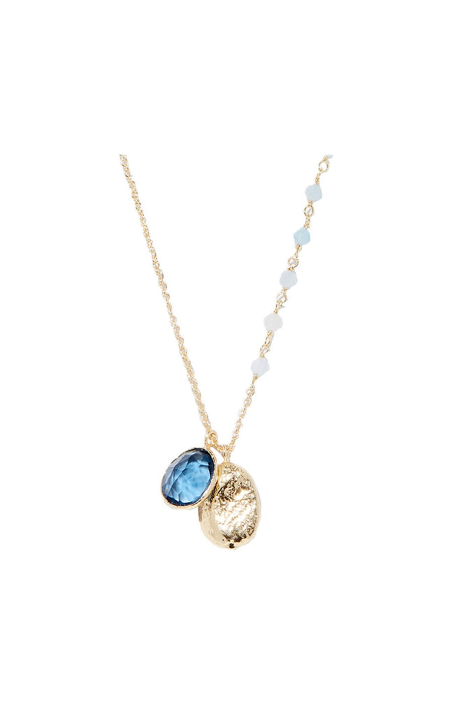 Collier Natasha - Laiton doré, aquamarine & Iolite
