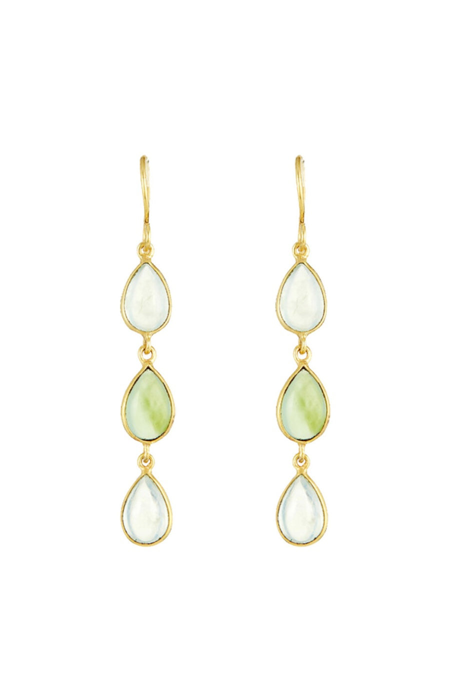 Boucles d'oreilles Sidonie - Laiton doré & calcédonie vert