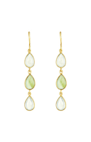 Boucles d'oreilles Sidonie - Laiton doré & calcédonie vert
