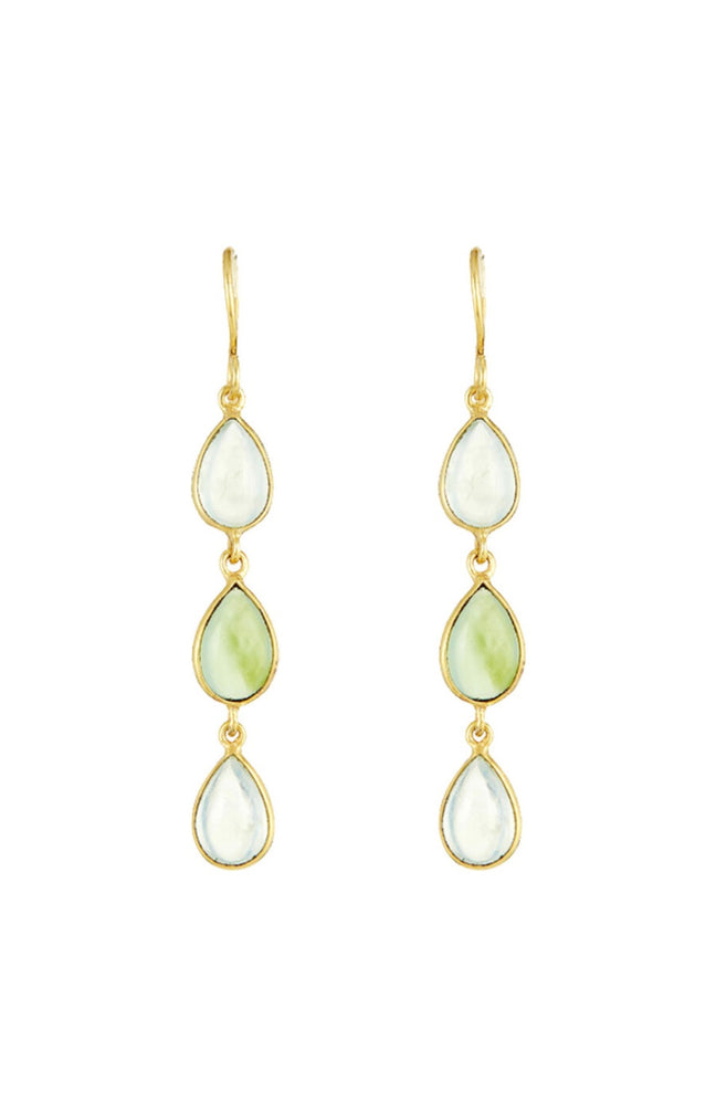 Boucles d'oreilles Sidonie - Laiton doré & calcédonie vert
