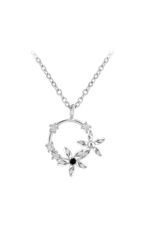 Collier fleurs - Laiton, diamant & cristaux