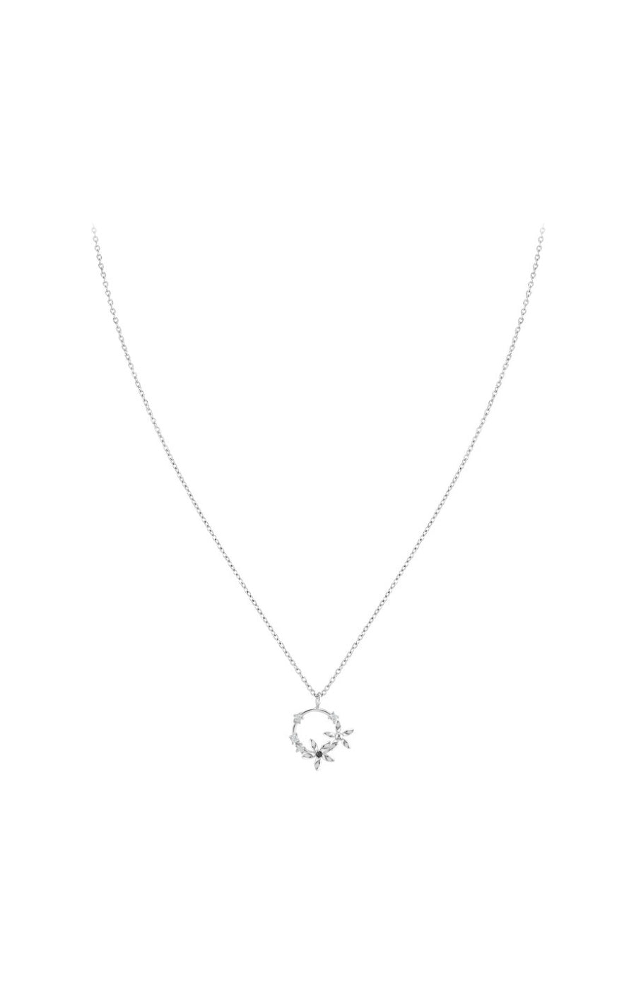 Collier fleurs - Laiton, diamant & cristaux