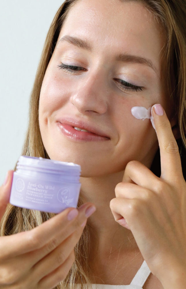 Masque crème de nuit rechargeant vegan - Myrtille - Visage