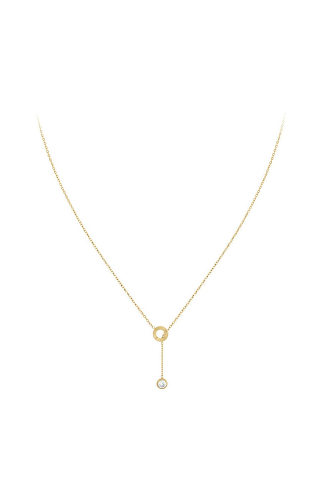 Collier - Acier inoxydable doré à l'or fin & cristal
