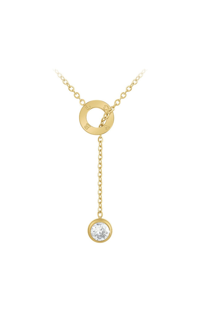 Collier - Acier inoxydable doré à l'or fin & cristal