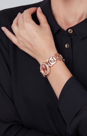 Montre à quartz en acier - Doré rose