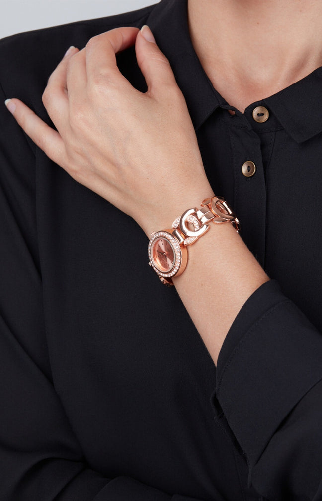 Montre à quartz en acier - Doré rose