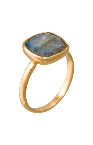 Bague Sia - Laiton doré & labradorite