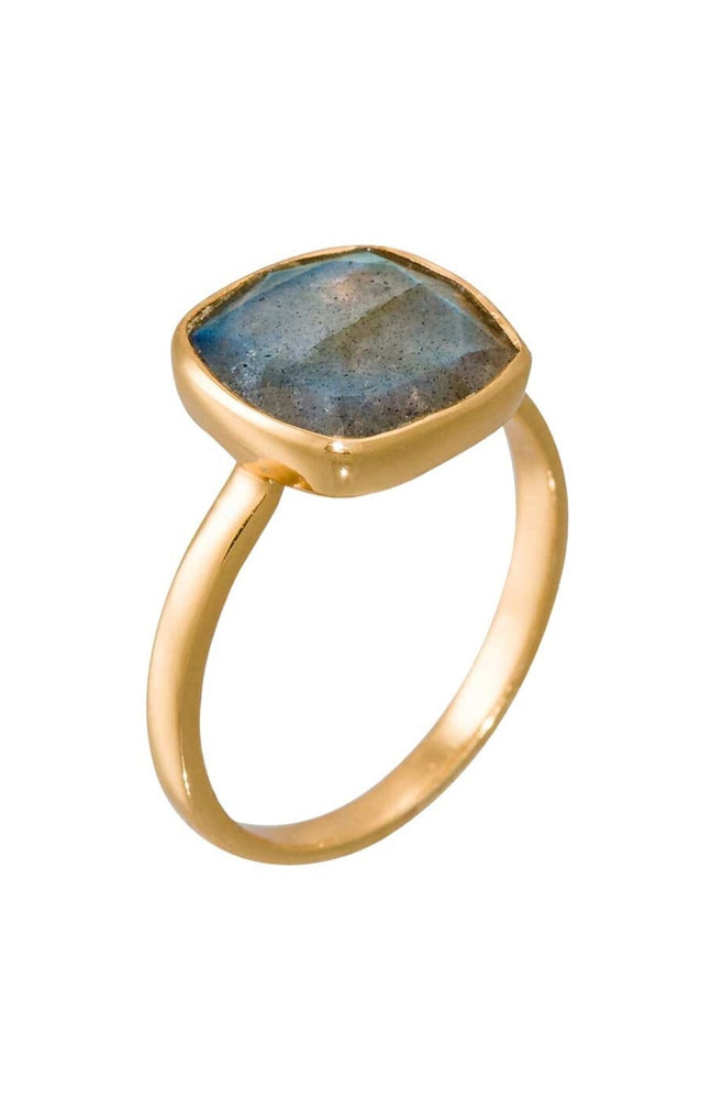 Bague Sia - Laiton doré & labradorite