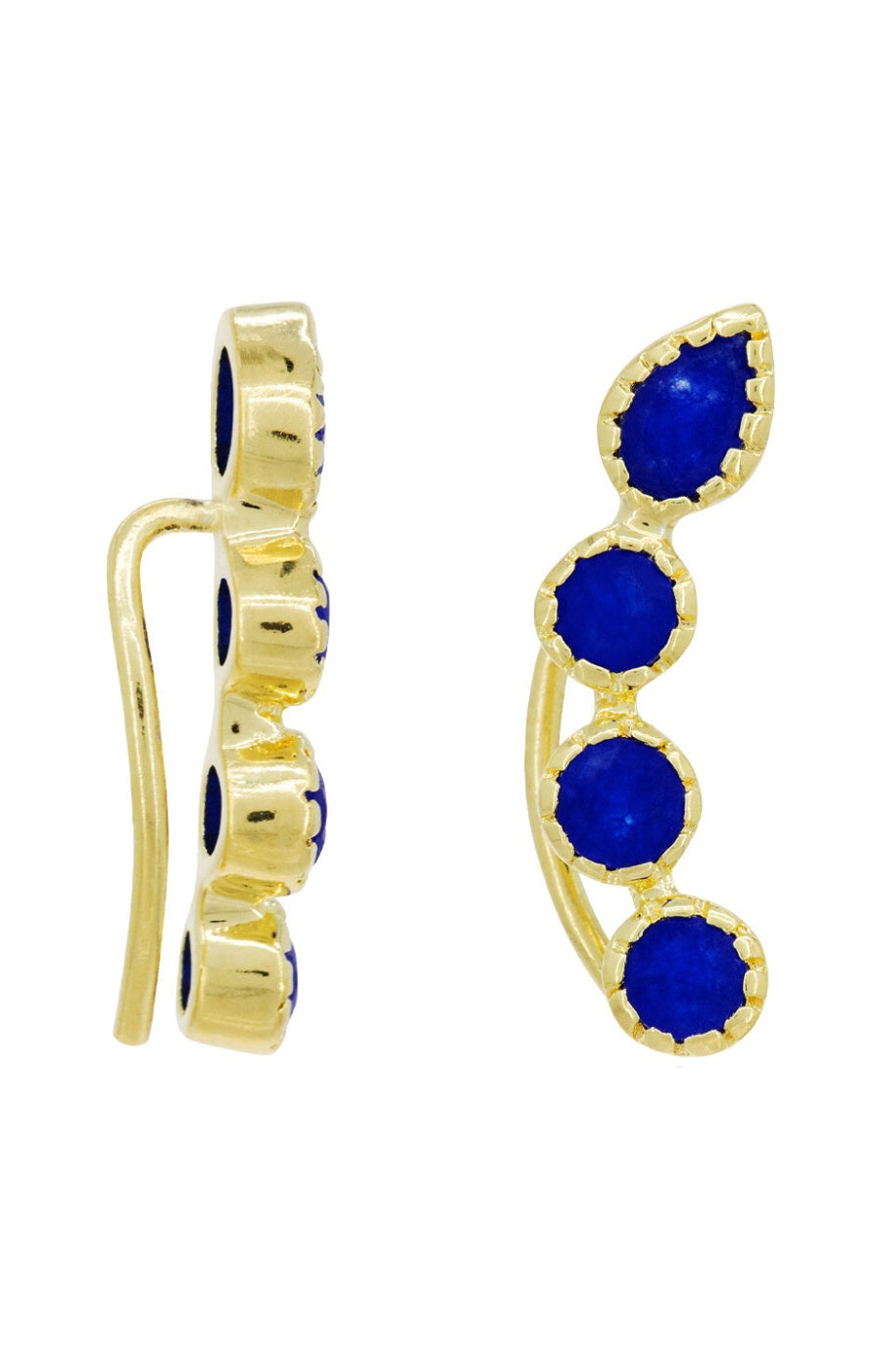 Boucles d'oreilles Myro - Laiton doré & jade bleu