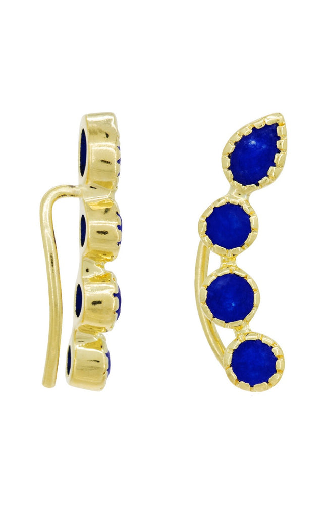 Boucles d'oreilles Myro - Laiton doré & jade bleu