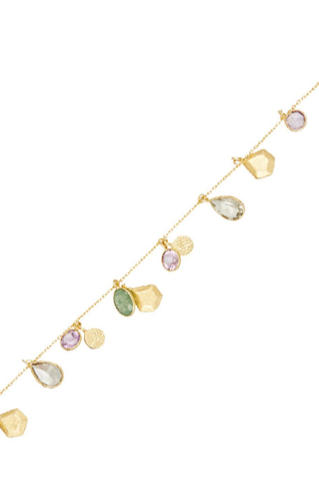 Bracelet Esmeralda - Laiton doré &  aventurine verte, améthyste violette & verte