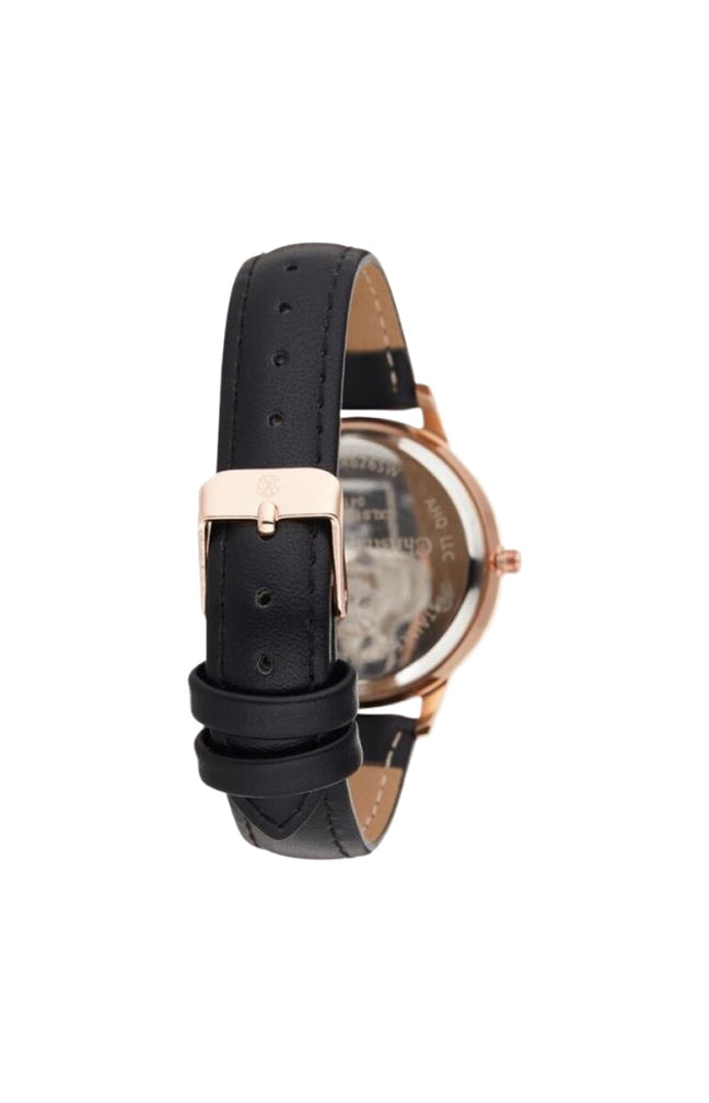 Montre à quartz en polyuréthane - Noir & doré rose