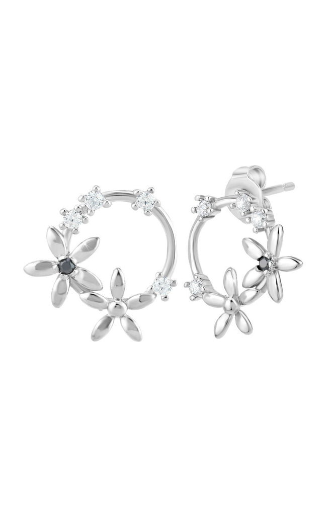 Boucles d'oreilles - Laiton, diamant & cristal - Argenté