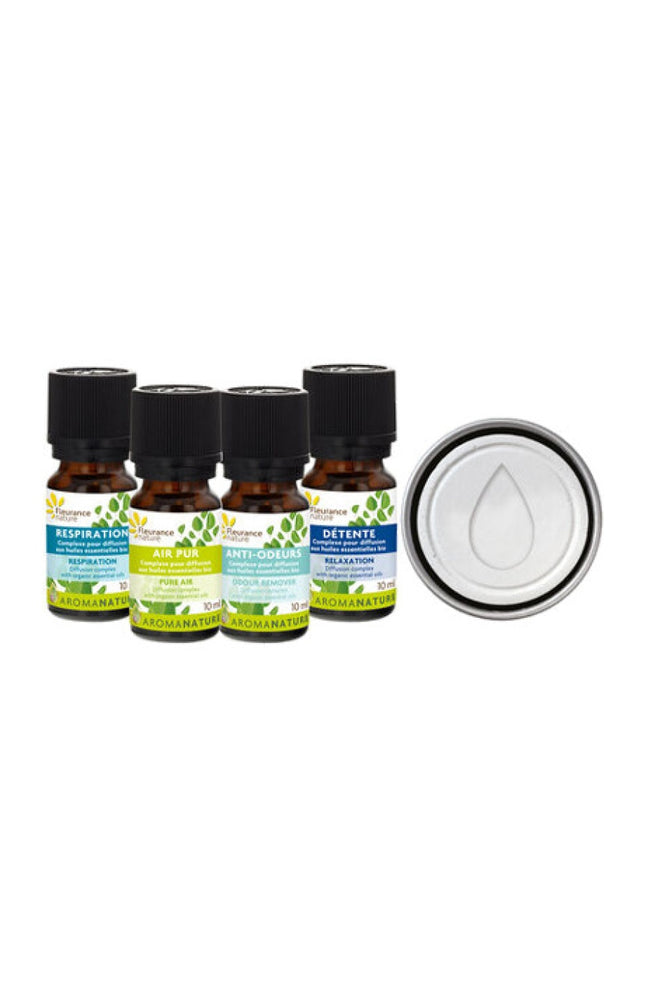 Kit pour diffusion - 4 huiles essentielles bio & diffuseur