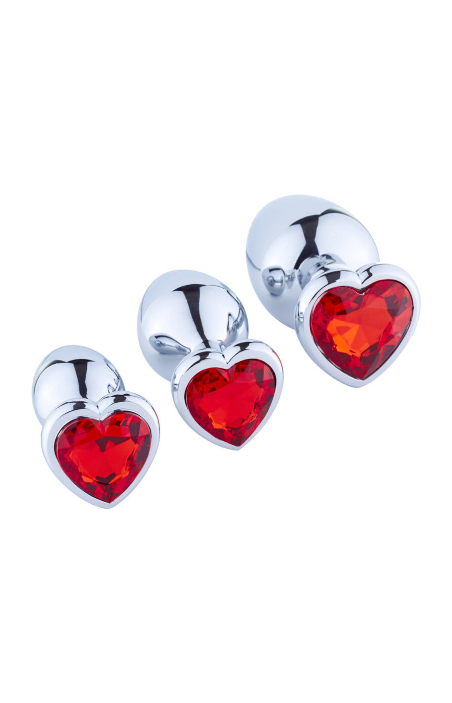 Trio de plugs anaux  - Acier inoxydable - Rouge