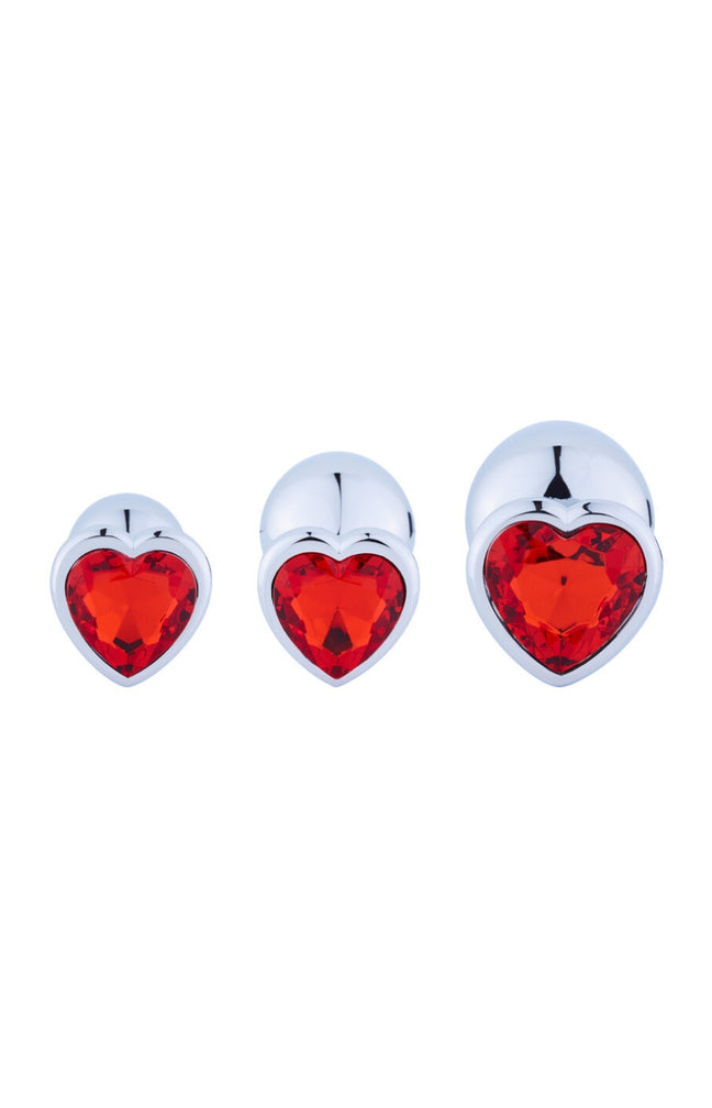 Trio de plugs anaux  - Acier inoxydable - Rouge